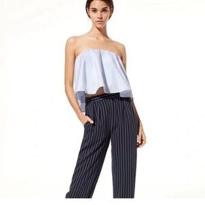 Aritzia  Babaton Eckard Top- Blue and White Striped Strapless Top